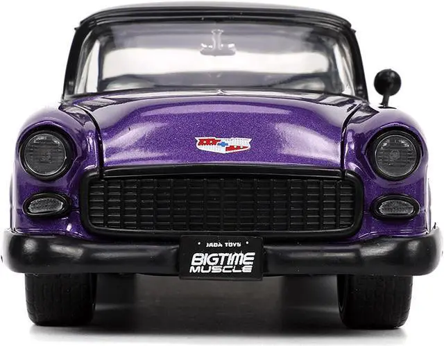 Alt view image 6 of 11 - 1955 Chevrolet Bel Air #24 Purple Metallic and Matt Black "Bigtime Muscle" Series 1/24 Diecast Model Car by Jada