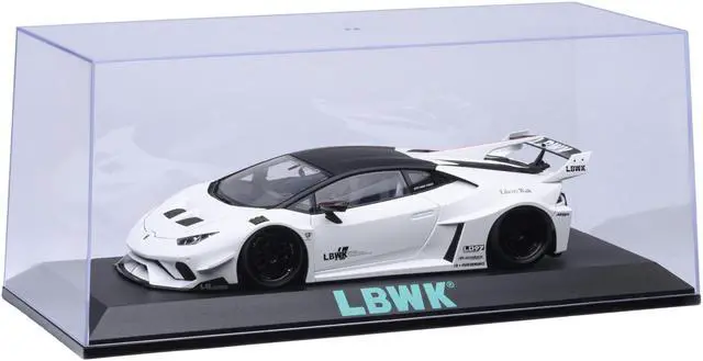 Alt view image 4 of 6 - Collectible Display Show Case with Black Plastic Base and Green "LBWK" Logo for 1/18-1/24 Scale Model Cars by Autoart