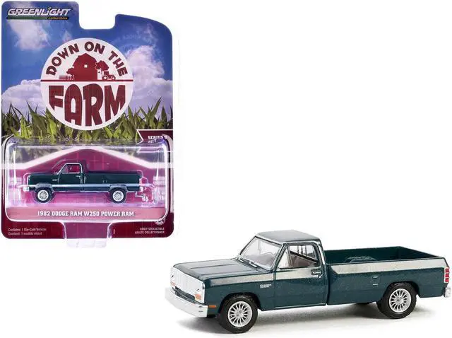 Main image of 1982 Dodge Ram W250 Power Ram Pickup Truck Seaspray Green Metallic "Down on the Farm" Series 9 1/64 Diecast Model by Greenlight