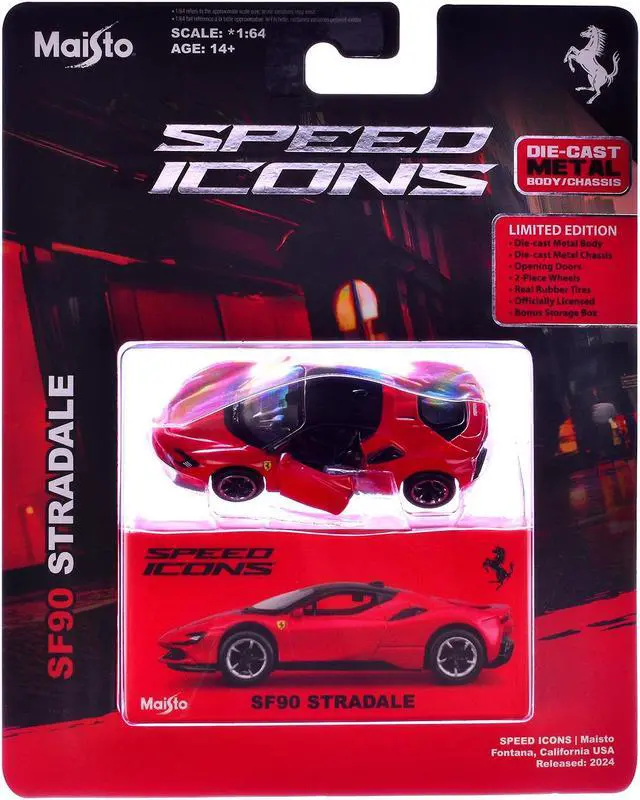 Alt view image 4 of 4 - Ferrari SF90 Stradale Red with Black Top "Speed Icons" Series 1/64 Diecast Model Car by Maisto