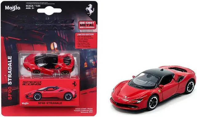 Alt view image 3 of 4 - Ferrari SF90 Stradale Red with Black Top "Speed Icons" Series 1/64 Diecast Model Car by Maisto