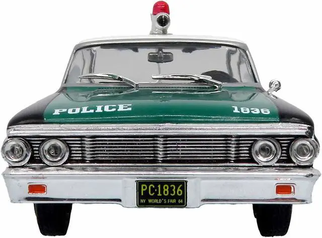 Alt view image 4 of 6 - 1964 Ford Galaxie 500 Police Car "NYPD" Black and Green with White Top Ltd Ed to 504 pcs 1/43 Diecast Model by Iconic Replicas