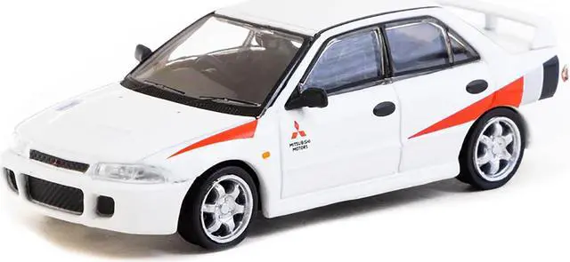Alt view image 2 of 5 - Mitsubishi Lancer RS Evolution RHD White with Red Accents "Global64" Series 1/64 Diecast Model by Tarmac Works