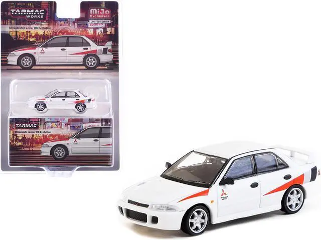 Main image of Mitsubishi Lancer RS Evolution RHD White with Red Accents "Global64" Series 1/64 Diecast Model by Tarmac Works