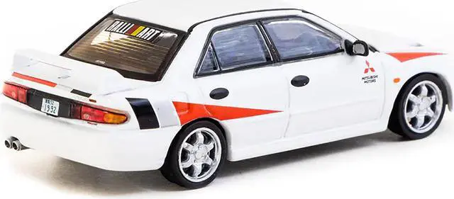Alt view image 3 of 5 - Mitsubishi Lancer RS Evolution RHD White with Red Accents "Global64" Series 1/64 Diecast Model by Tarmac Works