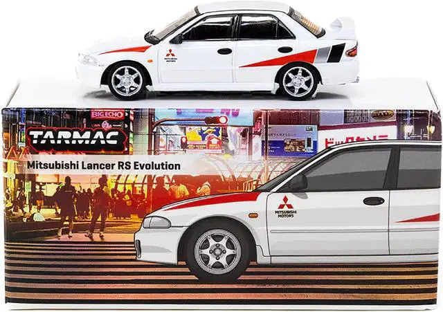 Alt view image 4 of 5 - Mitsubishi Lancer RS Evolution RHD White with Red Accents "Global64" Series 1/64 Diecast Model by Tarmac Works