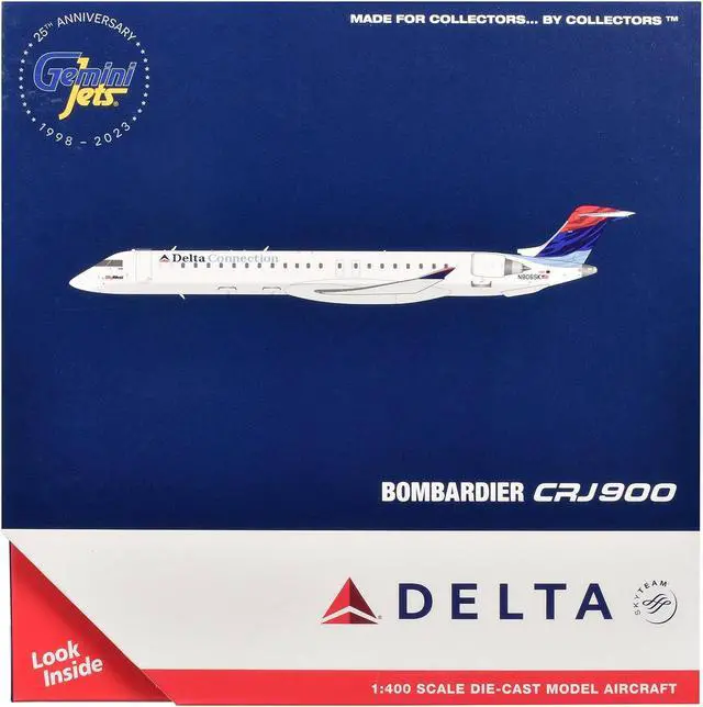 Alt view image 3 of 3 - Bombardier CRJ900 Commercial Aircraft "Delta Connection" White with Blue and Red 1/400 Diecast Model by GeminiJets