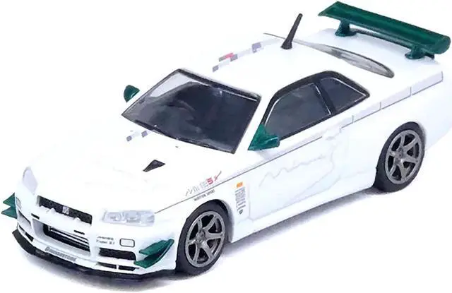 Alt view image 2 of 4 - Nissan Skyline GT-R (R34) V-SPEC N1 RHD (Right Hand Drive) "Tuned by Mine's" White 1/64 Diecast Model Car by Inno Models