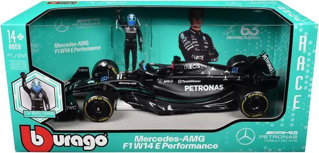 Alt view image 4 of 4 - Mercedes-AMG W14 E Performance #63 "Petronas" F1 World Championship (2023) with Driver Figure 1/24 Diecast Model Car by Bburago