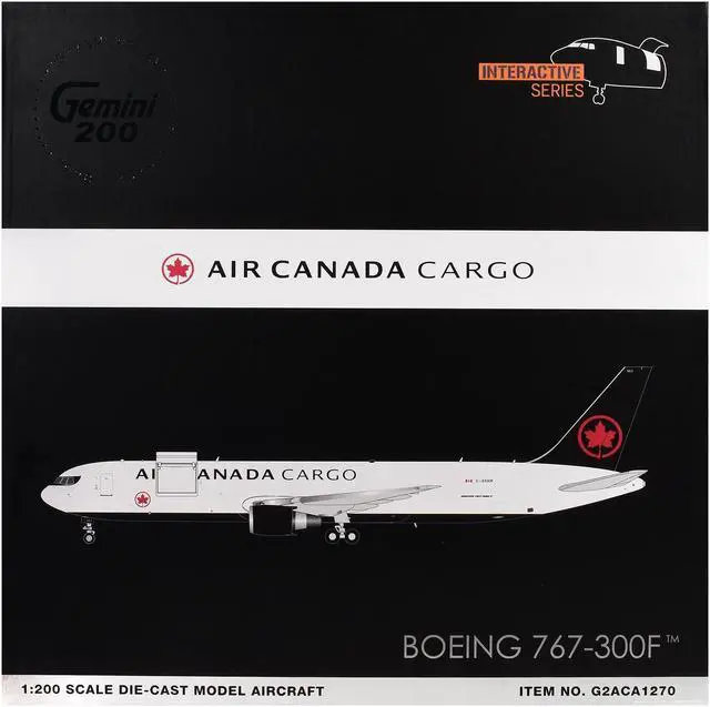 Alt view image 3 of 3 - Boeing 767-300F Commercial Aircraft "Air Canada Cargo" White with Black Tail "Gemini 200" 1/200 Diecast Model by GeminiJets