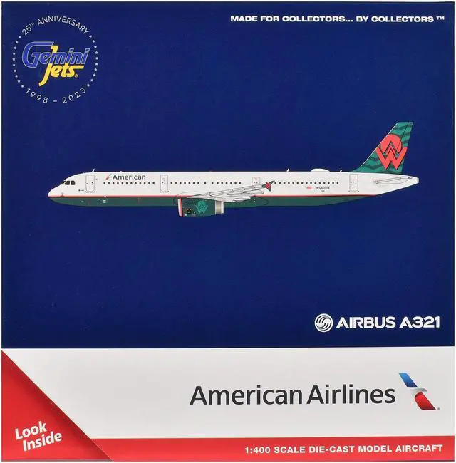 Alt view image 3 of 3 - Airbus A321 Commercial Aircraft "American Airlines" White with Tail Graphics 1/400 Diecast Model by GeminiJets