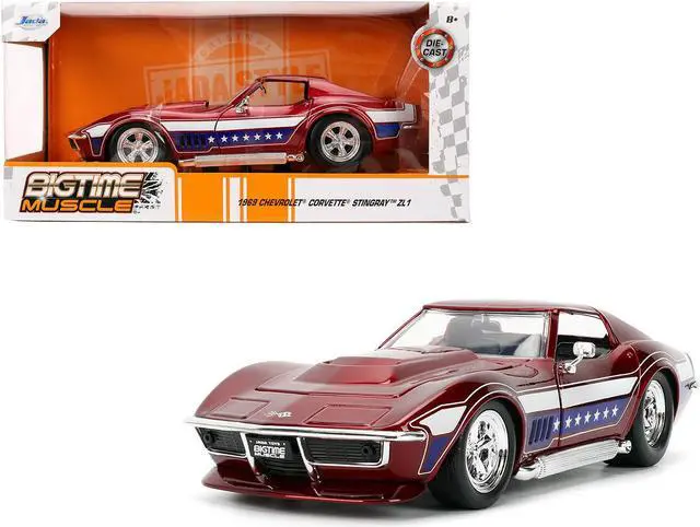 Main image of 1969 Chevrolet Corvette Stingray ZL1 Red Metallic w/Stars and Stripes Graphics "Bigtime Muscle" 1/24 Diecast Model Car by Jada