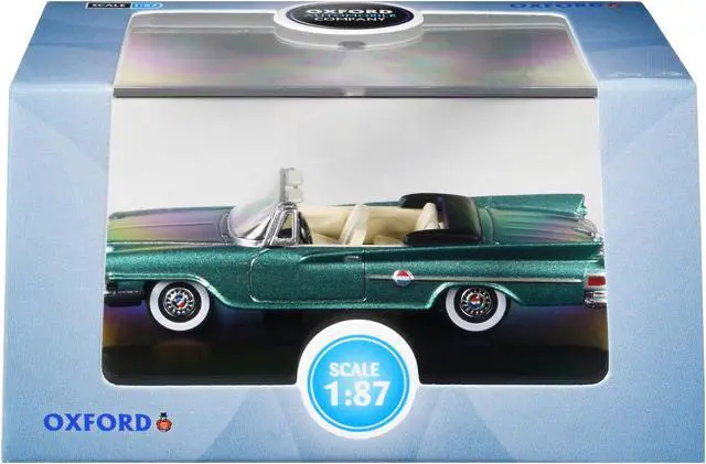Alt view image 6 of 6 - 1961 Chrysler 300 Convertible Pinewood Green Metallic 1/87 (HO) Scale Diecast Model Car by Oxford Diecast