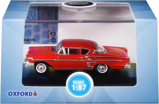 Alt view image 6 of 6 - 1958 Chevrolet Impala Sports Coupe Rio Red 1/87 (HO) Scale Diecast Model Car by Oxford Diecast