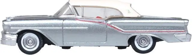 Alt view image 2 of 6 - 1957 Oldsmobile 88 Convertible Juneau Gray with White Top and Red Interior 1/87 (HO) Scale Diecast Model Car by Oxford Diecast