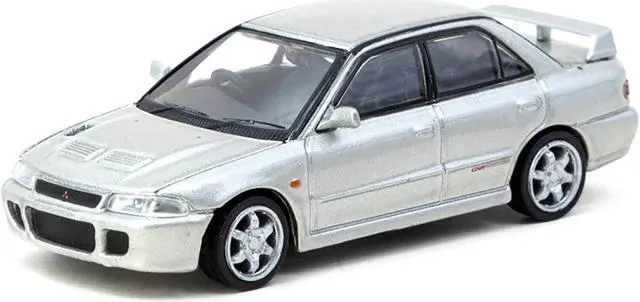 Alt view image 2 of 5 - Mitsubishi Lancer GSR Evolution RHD Silver Metallic with Tarmac Cards "Global64" Series 1/64 Diecast Model by Tarmac Works