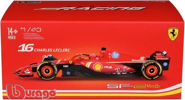 Alt view image 6 of 6 - Ferrari SF-24 #16 Charles Leclerc "F1 World Championship" (2024) with Display Case 1/43 Diecast Model Car by Bburago