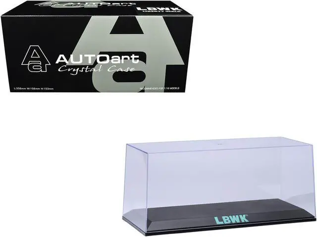 Main image of Collectible Display Show Case with Black Plastic Base and Green "LBWK" Logo for 1/18-1/24 Scale Model Cars by Autoart
