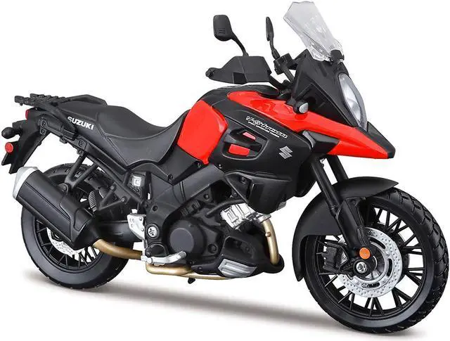 Alt view image 2 of 3 - Suzuki V-Strom 1000 Red and Black with Plastic Display Stand 1/12 Die cast Motorcycle Model by Maisto