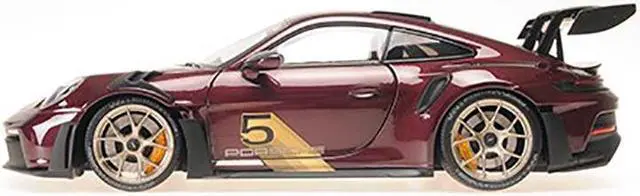 Alt view image 3 of 5 - 2024 Porsche 911 GT3 RS #5 Purple with Carbon Top and Hood Stripes Limited Ed to 400 pieces 1/18 Diecast Model Car by Minichamps