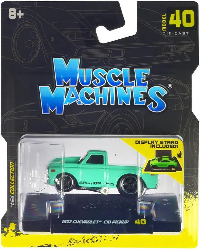 Alt view image 3 of 3 - 1972 Chevrolet C10 Pickup Truck Light Green 1/64 Diecast Model Car by Muscle Machines