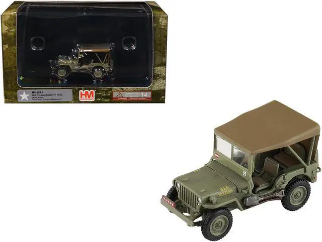 Main image of U.S. 1/4 ton Military Vehicle Olive Drab "Gen. Douglas MacArthur, Leyte, WWII" (1945) US Army 1/72 Diecast Model by Hobby Master