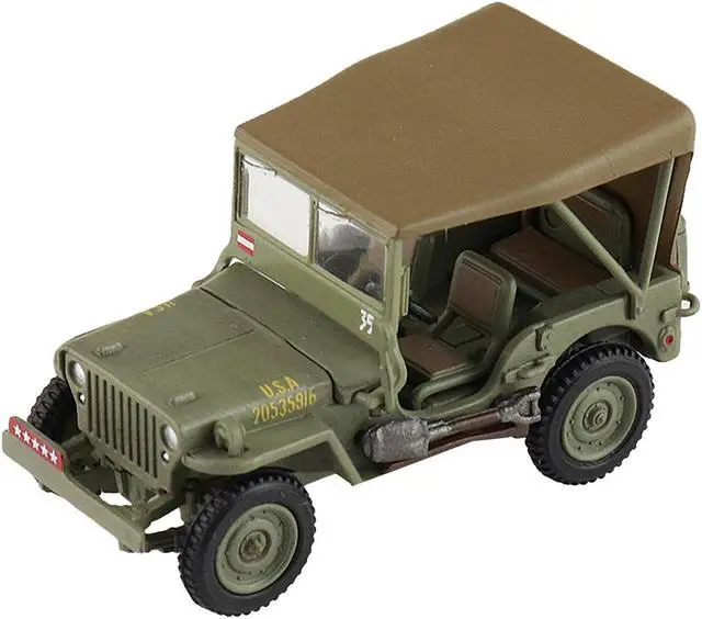 Alt view image 2 of 6 - U.S. 1/4 ton Military Vehicle Olive Drab "Gen. Douglas MacArthur, Leyte, WWII" (1945) US Army 1/72 Diecast Model by Hobby Master
