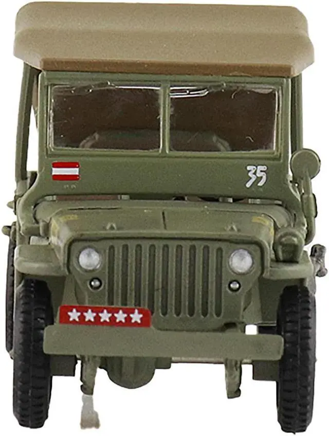 Alt view image 4 of 6 - U.S. 1/4 ton Military Vehicle Olive Drab "Gen. Douglas MacArthur, Leyte, WWII" (1945) US Army 1/72 Diecast Model by Hobby Master