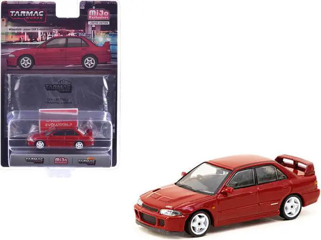 Main image of Mitsubishi Lancer GSR Evolution II RHD (Right Hand Drive) Red with Tarmac Cards "Global64" 1/64 Diecast Model by Tarmac Works