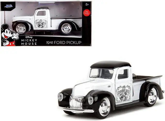 Main image of 1941 Ford Pickup Truck "Mickey Mouse - Steamboat Willie" White and Black "Hollywood Rides" Series 1/32 Diecast Model Car by Jada