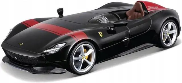 Alt view image 2 of 3 - Ferrari Monza SP1 Black Metallic with Red Stripes "Race & Play" Series 1/24 Diecast Model Car by Bburago
