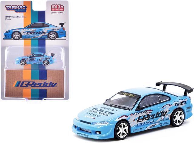 Main image of Nissan Silvia (S15) Vertex RHD (Right Hand Drive) "GReddy" Light Blue "Global64" Series 1/64 Diecast Model by Tarmac Works