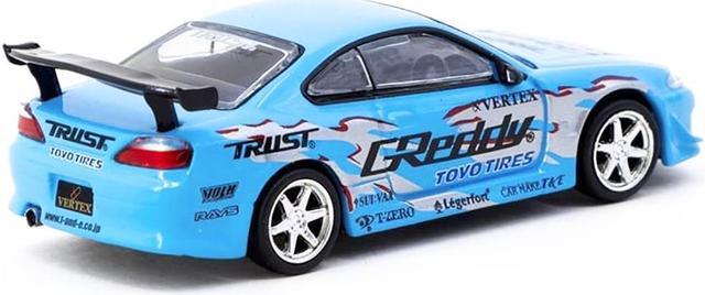 Alt view image 3 of 4 - Nissan Silvia (S15) Vertex RHD (Right Hand Drive) "GReddy" Light Blue "Global64" Series 1/64 Diecast Model by Tarmac Works