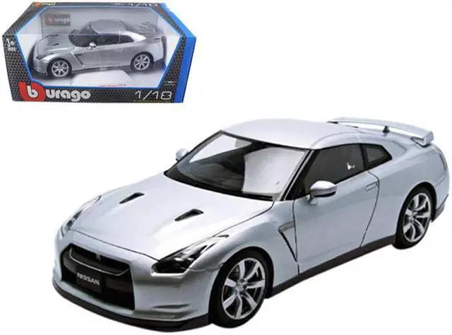 Main image of 2009 Nissan GT-R R35 Silver 1/18 Diecast Model Car by Bburago
