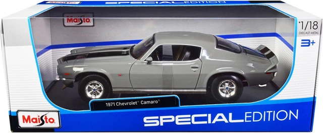 Main image of 1971 Chevrolet Camaro Gray with Black Stripes "Special Edition" 1/18 Diecast Model Car by Maisto
