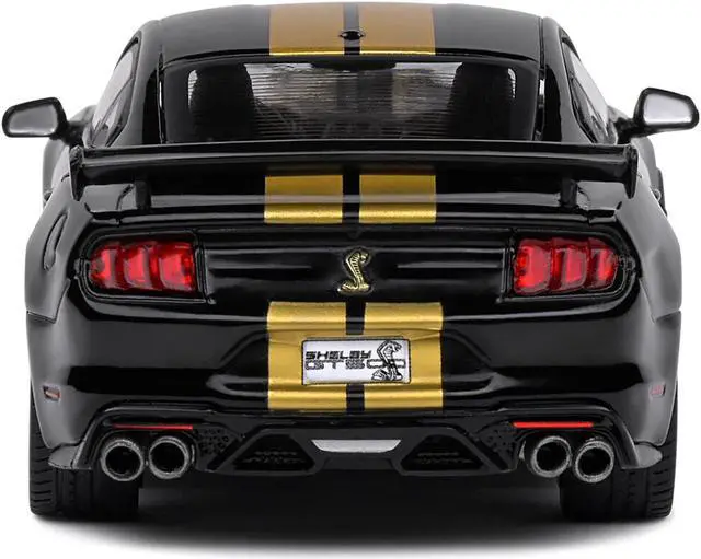 Alt view image 4 of 6 - 2020 Shelby Mustang GT500 Black with Gold Stripes 1/43 Diecast Model Car by Solido