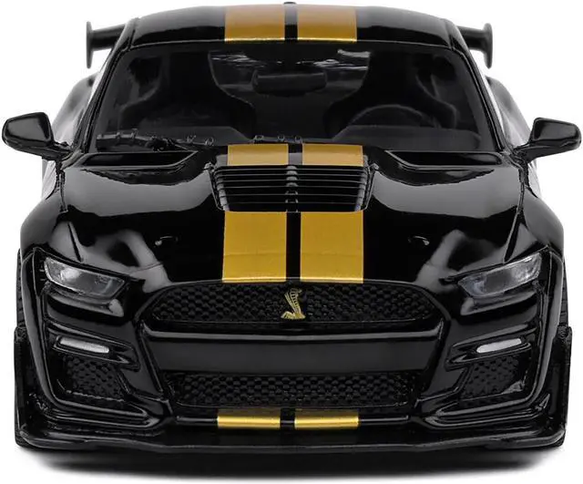 Alt view image 5 of 6 - 2020 Shelby Mustang GT500 Black with Gold Stripes 1/43 Diecast Model Car by Solido