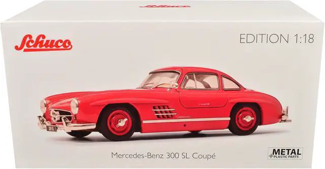 Alt view image 3 of 3 - Mercedes-Benz 300 SL Gullwing Coupe Red 1/18 Diecast Model Car by Schuco