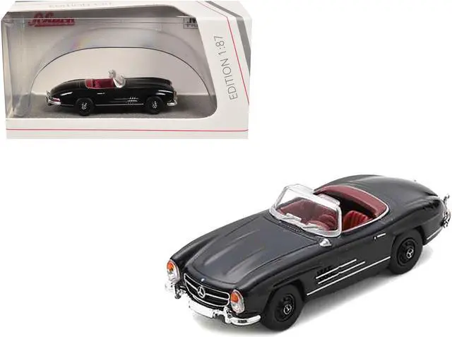 Main image of Mercedes-Benz 300 SL Roadster Black with Red Interior 1/87 (HO Scale) Diecast Model Car by Schuco