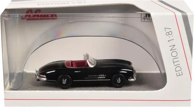 Alt view image 3 of 3 - Mercedes-Benz 300 SL Roadster Black with Red Interior 1/87 (HO Scale) Diecast Model Car by Schuco