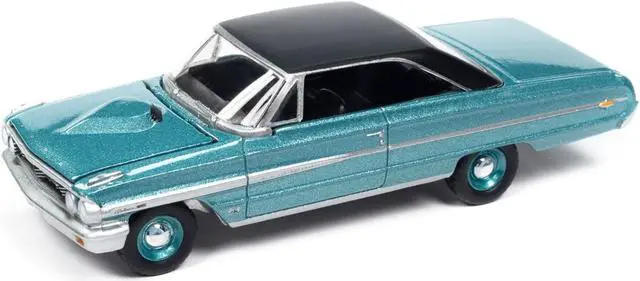 Alt view image 2 of 4 - 1964 Ford Galaxie 500 XL Dynasty Green Metallic with Black Top "Vintage Muscle" Series 1/64 Diecast Model Car by Auto World