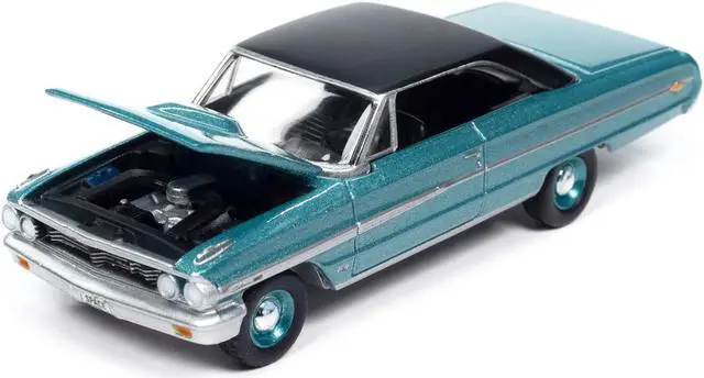 Alt view image 3 of 4 - 1964 Ford Galaxie 500 XL Dynasty Green Metallic with Black Top "Vintage Muscle" Series 1/64 Diecast Model Car by Auto World
