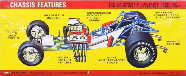 Alt view image 2 of 4 - Skill 2 Model Kit Plymouth Funny Car "Mopower" 1/25 Scale Model by AMT