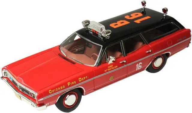 Alt view image 2 of 6 - 1970 Ford Galaxie Station Wagon "Chicago Fire Department" Red with Black Top 1/43 Diecast Model Car by Goldvarg Collection