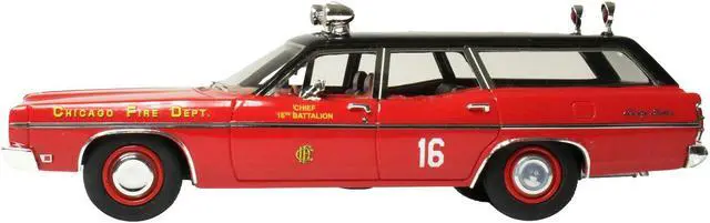 Alt view image 3 of 6 - 1970 Ford Galaxie Station Wagon "Chicago Fire Department" Red with Black Top 1/43 Diecast Model Car by Goldvarg Collection