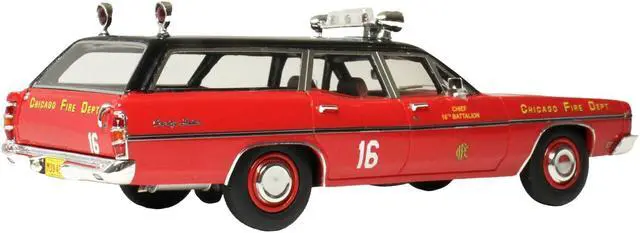 Alt view image 4 of 6 - 1970 Ford Galaxie Station Wagon "Chicago Fire Department" Red with Black Top 1/43 Diecast Model Car by Goldvarg Collection