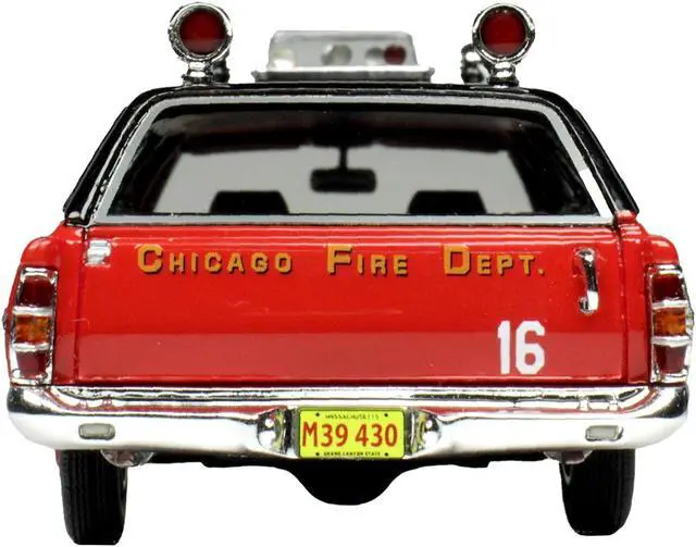 Alt view image 6 of 6 - 1970 Ford Galaxie Station Wagon "Chicago Fire Department" Red with Black Top 1/43 Diecast Model Car by Goldvarg Collection