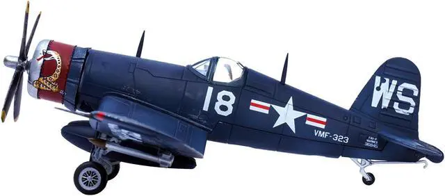 Alt view image 2 of 6 - Vought F4U-4 Corsair Fighter Plane Marine Fighter Squadron 323 "Death Rattlers" (1951) 1/72 Diecast Airplane Model by Legion