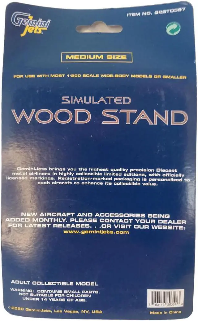 Alt view image 3 of 6 - Simulated Wood Display Stand (Medium Size) for 1/200 Scale Models by GeminiJets