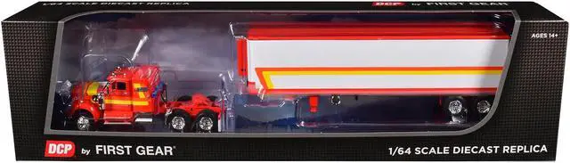 Alt view image 6 of 6 - White Western Star 4900 with 36" Vintage Flat Top Sleeper & Wilson 40' Trailer Red & White 1/64 Diecast Model by DCP/First Gear